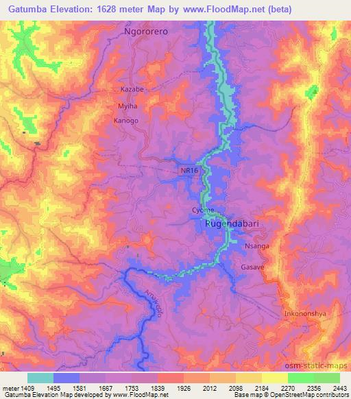 Gatumba,Rwanda Elevation Map