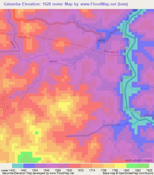 Gatumba,Rwanda Elevation Map