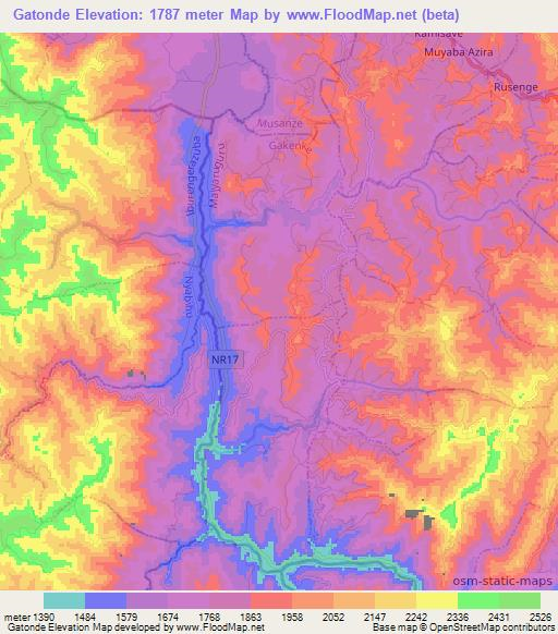 Gatonde,Rwanda Elevation Map
