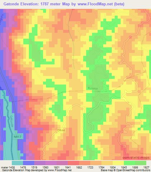 Gatonde,Rwanda Elevation Map