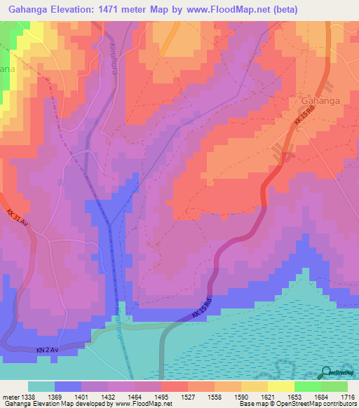 Gahanga,Rwanda Elevation Map
