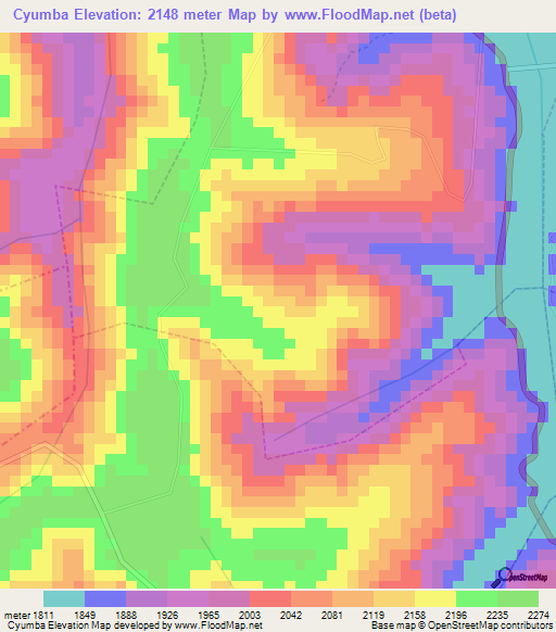 Cyumba,Rwanda Elevation Map