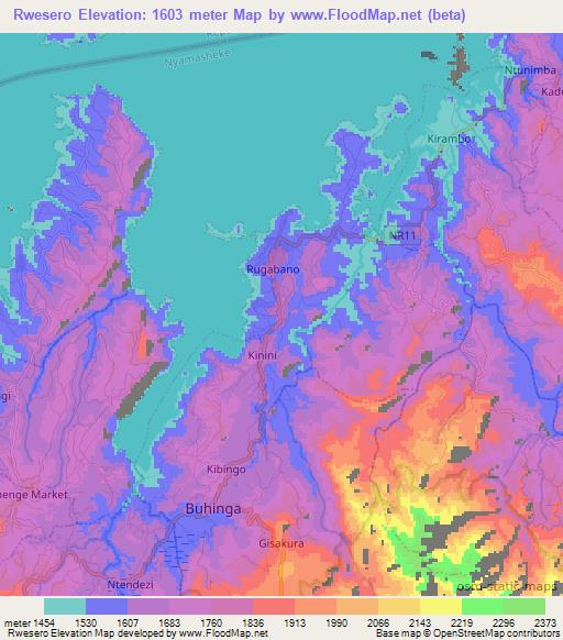 Rwesero,Rwanda Elevation Map