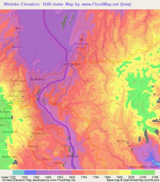 Winteko,Rwanda Elevation Map
