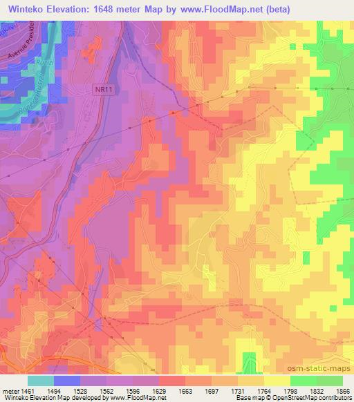 Winteko,Rwanda Elevation Map