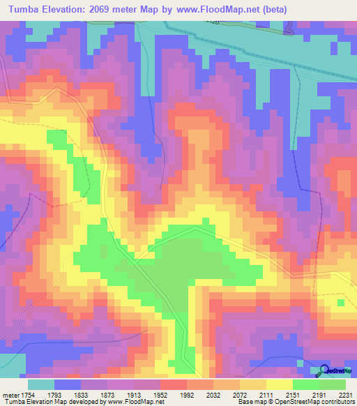 Tumba,Rwanda Elevation Map