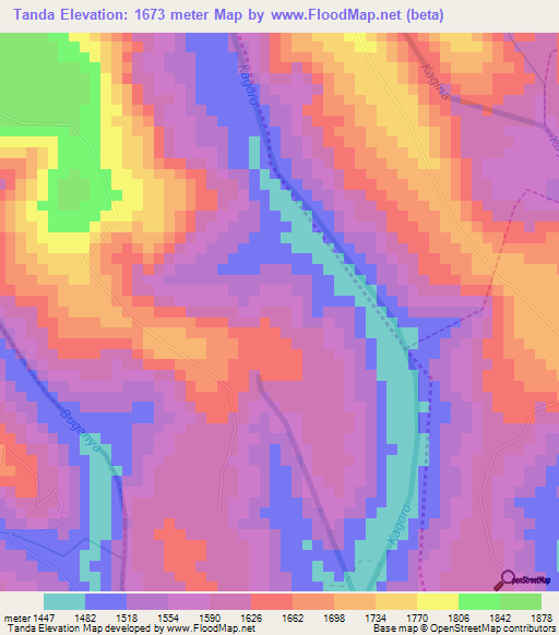 Tanda,Rwanda Elevation Map