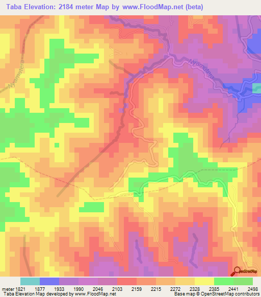 Taba,Rwanda Elevation Map