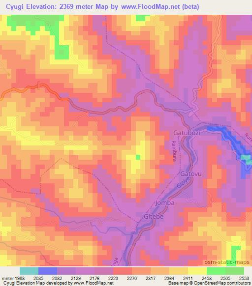 Cyugi,Rwanda Elevation Map