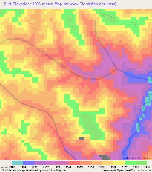 Suti,Rwanda Elevation Map
