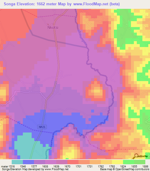 Songa,Rwanda Elevation Map