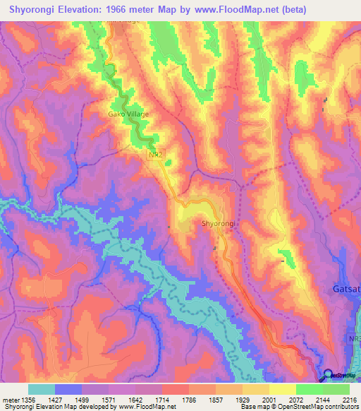 Shyorongi,Rwanda Elevation Map