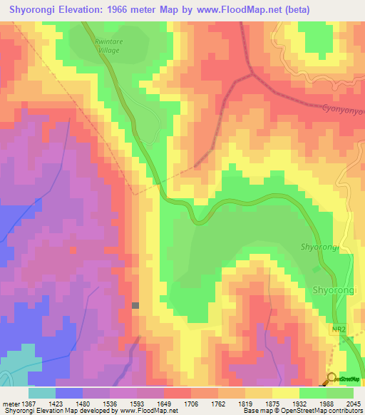 Shyorongi,Rwanda Elevation Map