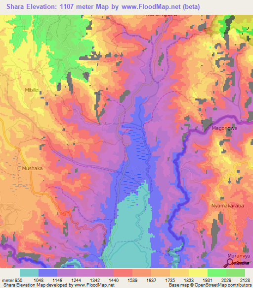 Shara,Rwanda Elevation Map