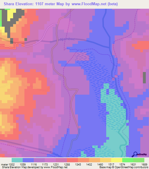 Shara,Rwanda Elevation Map