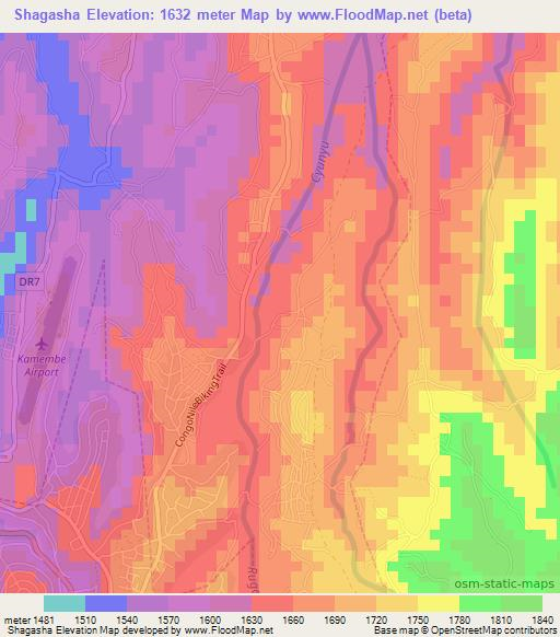 Shagasha,Rwanda Elevation Map