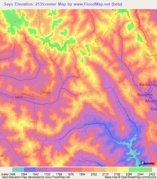 Sayo,Rwanda Elevation Map