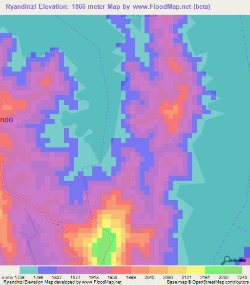 Ryandinzi,Rwanda Elevation Map