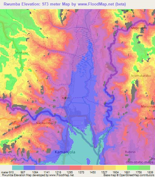 Rwumba,Rwanda Elevation Map