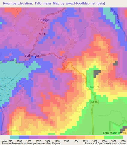 Rwumba,Rwanda Elevation Map
