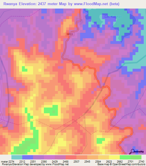 Rwanya,Rwanda Elevation Map