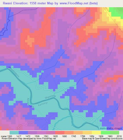 Rwani,Rwanda Elevation Map