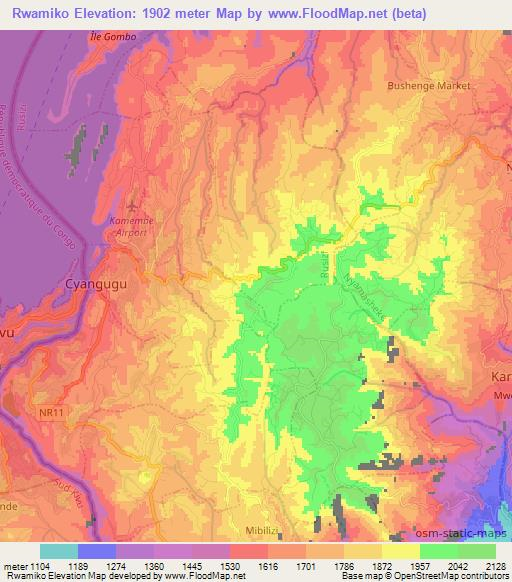 Rwamiko,Rwanda Elevation Map