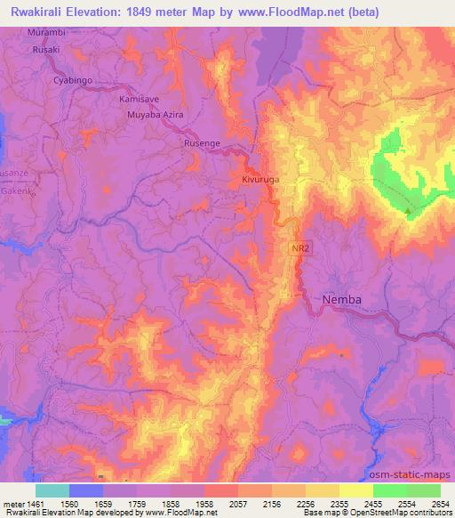 Rwakirali,Rwanda Elevation Map