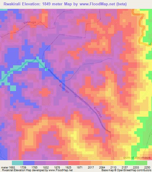 Rwakirali,Rwanda Elevation Map