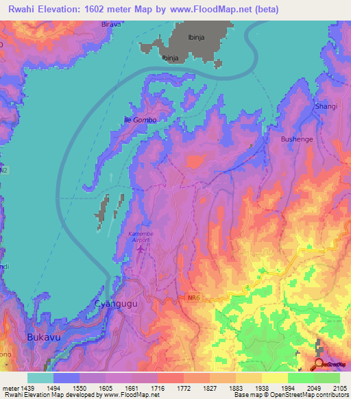 Rwahi,Rwanda Elevation Map
