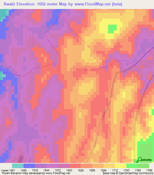 Rwahi,Rwanda Elevation Map