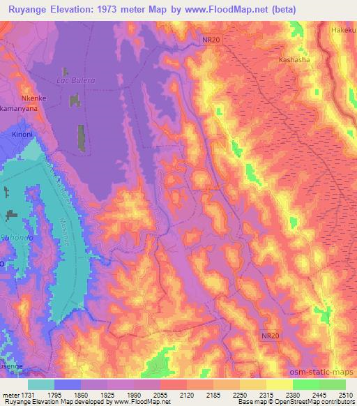 Ruyange,Rwanda Elevation Map