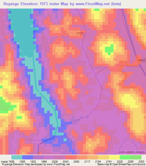 Ruyange,Rwanda Elevation Map