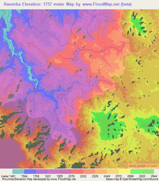 Rwumba,Rwanda Elevation Map