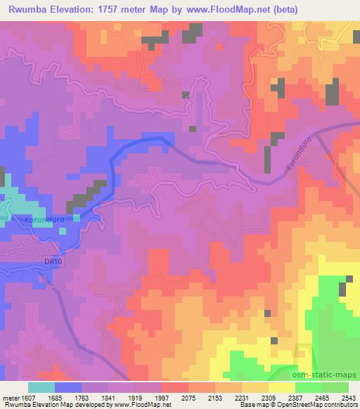 Rwumba,Rwanda Elevation Map