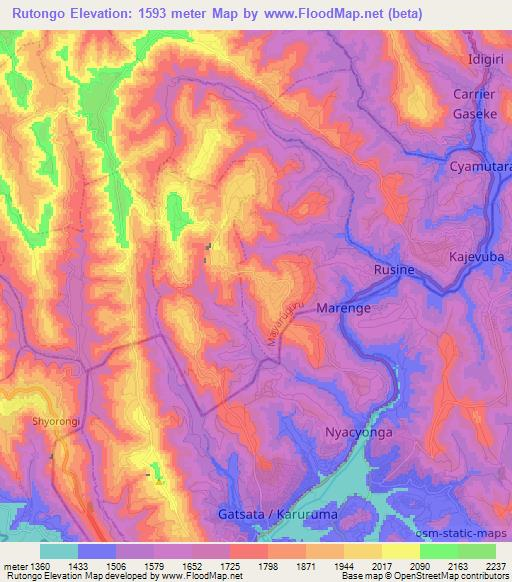 Rutongo,Rwanda Elevation Map