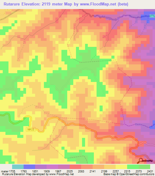 Rutarure,Rwanda Elevation Map