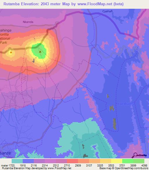 Rutamba,Rwanda Elevation Map