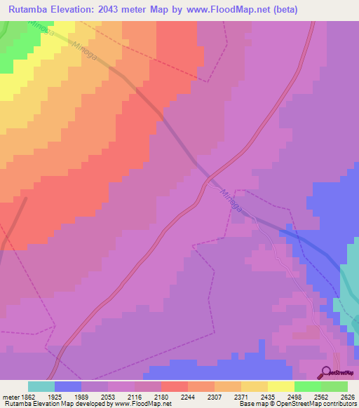 Rutamba,Rwanda Elevation Map