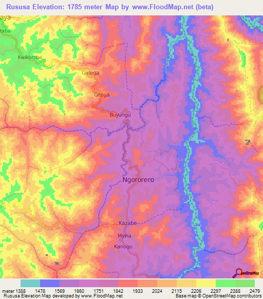 Rususa,Rwanda Elevation Map