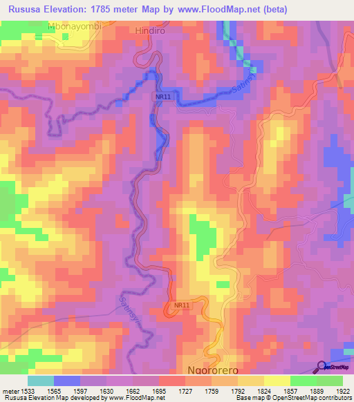 Rususa,Rwanda Elevation Map