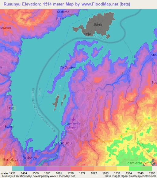 Rusunyu,Rwanda Elevation Map