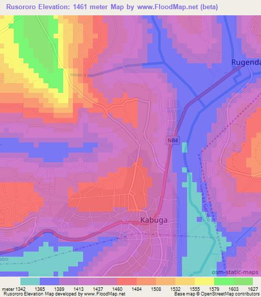 Rusororo,Rwanda Elevation Map