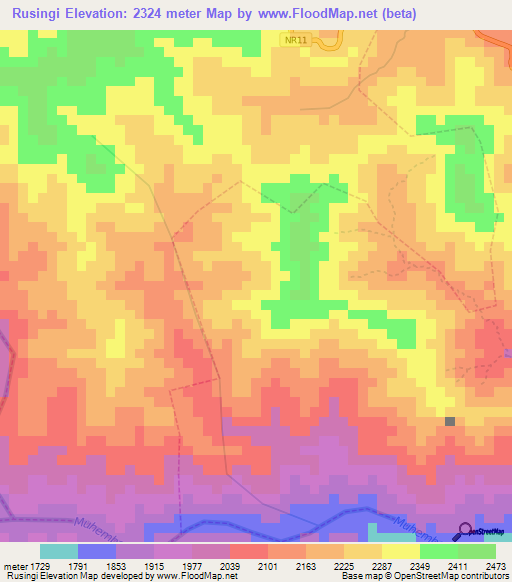 Rusingi,Rwanda Elevation Map