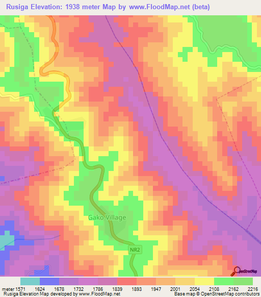Rusiga,Rwanda Elevation Map