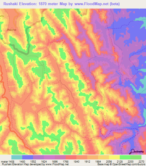 Rushaki,Rwanda Elevation Map