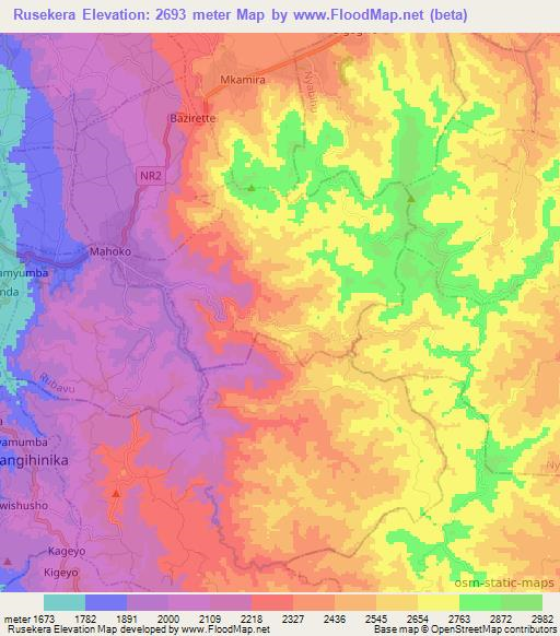 Rusekera,Rwanda Elevation Map