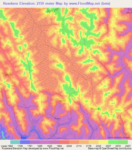Rusekera,Rwanda Elevation Map
