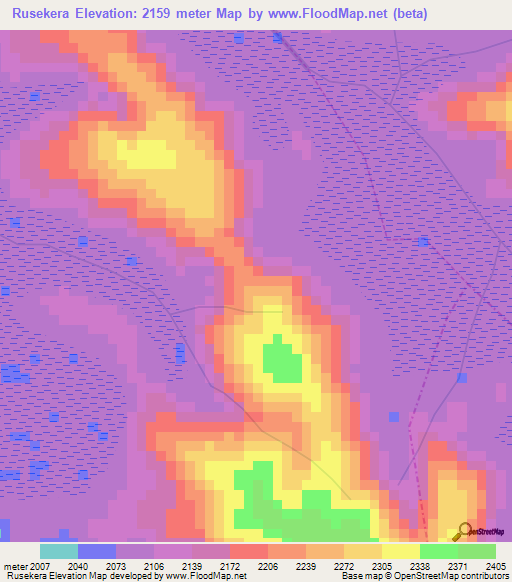 Rusekera,Rwanda Elevation Map
