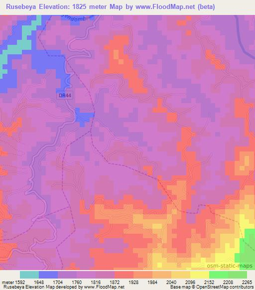 Rusebeya,Rwanda Elevation Map